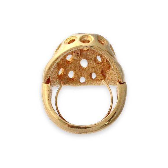 Vintage Roget Gold Plated Dome Ring Size 8 Brutalist Style Large Statement 1970s - Picture 4 of 5